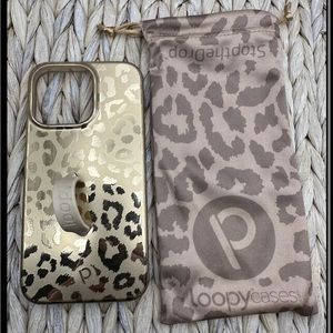 loopy iphone 14 pro gold leopard case